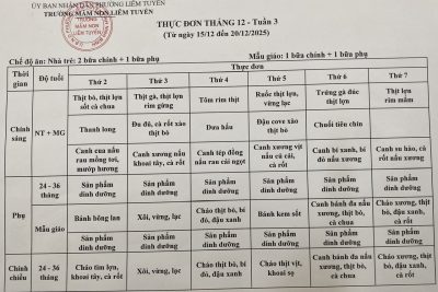 Thực đơn Tuần 3/12/2025